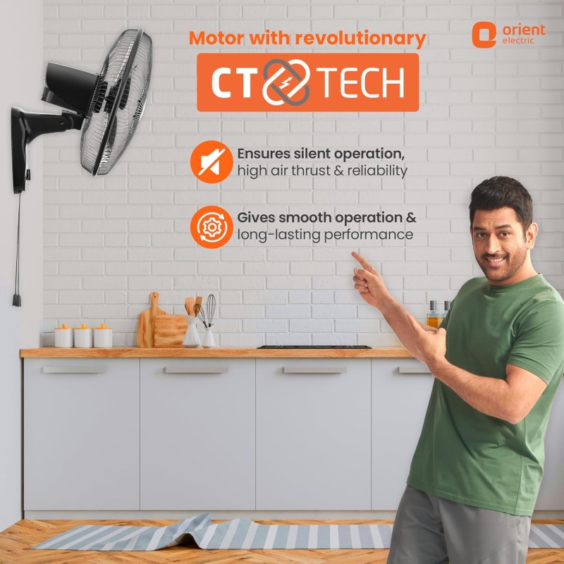 Orient Electric 400 MM Wall-44 Trendz Mount Fan | Wall Mount Fan for Home & Kitchen | Powerful Motor with High Air Delivery |Smooth Oscilation, 3-Speed Control | 2 Years Warranty | Slate Grey Orient Electric 400 MM Wall-44 Trendz Mount Fan | Wall Mount Fan for Home & Kitchen | Powerful Motor with High Air Delivery |Smooth Oscilation, 3-Speed Control | 2 Years Warranty | Slate Grey