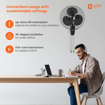 Orient Electric 400 MM Wall-44 Trendz Mount Fan | Wall Mount Fan for Home & Kitchen | Powerful Motor with High Air Delivery |Smooth Oscilation, 3-Speed Control | 2 Years Warranty | Slate Grey Orient Electric 400 MM Wall-44 Trendz Mount Fan | Wall Mount Fan for Home & Kitchen | Powerful Motor with High Air Delivery |Smooth Oscilation, 3-Speed Control | 2 Years Warranty | Slate Grey