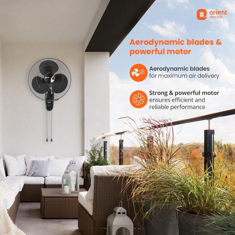 Orient Electric 400 MM Wall-44 Trendz Mount Fan | Wall Mount Fan for Home & Kitchen | Powerful Motor with High Air Delivery |Smooth Oscilation, 3-Speed Control | 2 Years Warranty | Slate Grey Orient Electric 400 MM Wall-44 Trendz Mount Fan | Wall Mount Fan for Home & Kitchen | Powerful Motor with High Air Delivery |Smooth Oscilation, 3-Speed Control | 2 Years Warranty | Slate Grey