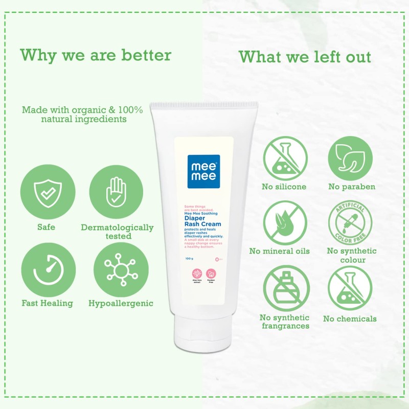 Mee Mee Baby Nappy Cream Duo: Natural Diaper Rash Relief with Aloe Vera | 100g x 2 Pack Mee Mee Baby Nappy Cream Duo: Natural Diaper Rash Relief with Aloe Vera | 100g x 2 Pack