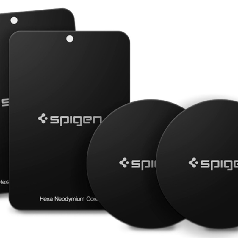 Spigen Metal Plates for Magnetic Car Phone Holder (4 Pack - 2 Round, 2 Rectangle) - Black Spigen Metal Plates for Magnetic Car Phone Holder (4 Pack - 2 Round, 2 Rectangle) - Black