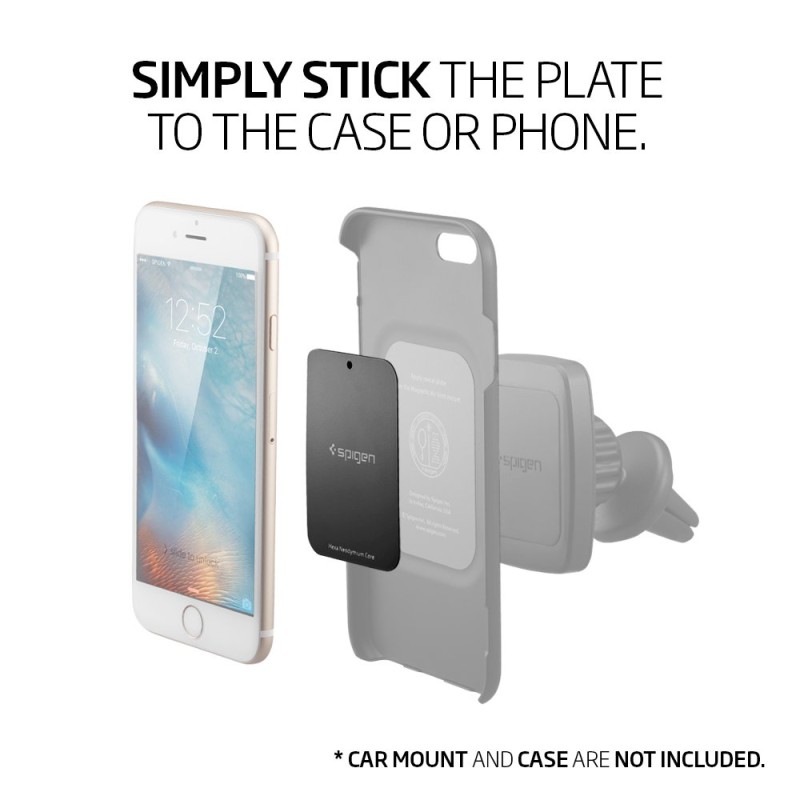Spigen Metal Plates for Magnetic Car Phone Holder (4 Pack - 2 Round, 2 Rectangle) - Black Spigen Metal Plates for Magnetic Car Phone Holder (4 Pack - 2 Round, 2 Rectangle) - Black