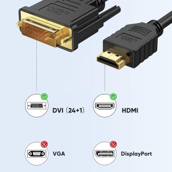 CableCreation DVI to HDMI Cable, 5ft HDMI Male to DVI-D Male Bi-Directional Adapter Cable, HDMI to DVI-D 24+1 High Speed Cable Support 1080P HD for Raspberry Pi, Roku, Xbox One, PS5