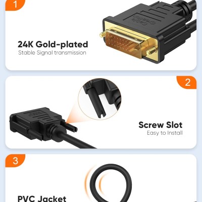 CableCreation DVI to HDMI Cable, 5ft HDMI Male to DVI-D Male Bi-Directional Adapter Cable, HDMI to DVI-D 24+1 High Speed Cable Support 1080P HD for Raspberry Pi, Roku, Xbox One, PS5
