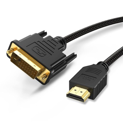 CableCreation HDMI to DVI Cable Bi-Directional, HDMI Male to DVI(24+1) Male Braid Cable, Support 1080P FHD Compatible with Steam Deck,Xbox, PS4/PS5, Laptop, NS, Gaming Monitor Black 5FT