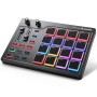Donner MIDI Pad Controller Keyboard USB Type-C, Professional Drum Pad Machine Beat Maker with 16 Pads, MIDI Out, 2 Assignable Faders and Buttons (STARRYPAD MINI, Black)