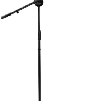 Powerpak MS-1001 3 Leg Boom Dual Microphone Stand with Dual Mic Clip Holders | for Studio Recording, Speech, Stage,Outdoor Activities (Black)
