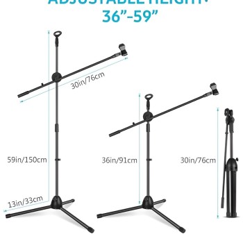 Powerpak MS-1001 3 Leg Boom Dual Microphone Stand with Dual Mic Clip Holders | for Studio Recording, Speech, Stage,Outdoor Activities (Black) Powerpak MS-1001 3 Leg Boom Dual Microphone Stand with Dual Mic Clip Holders | for Studio Recording, Speech, Stage,Outdoor Activities (Black)