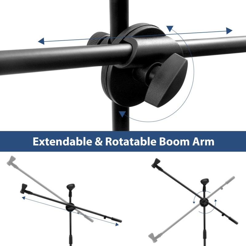 Powerpak MS-1001 3 Leg Boom Dual Microphone Stand with Dual Mic Clip Holders | for Studio Recording, Speech, Stage,Outdoor Activities (Black) Powerpak MS-1001 3 Leg Boom Dual Microphone Stand with Dual Mic Clip Holders | for Studio Recording, Speech, Stage,Outdoor Activities (Black)