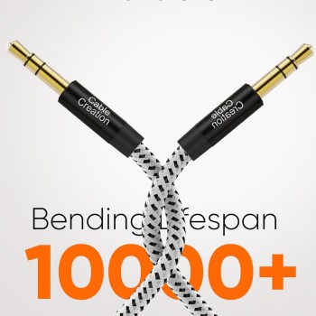 CableCreation 3.5mm TRS Aux Cable, Braided Audio Auxiliary Input Adapter Male to Male for Car, Hi-Fi Sound, Cotton Compatible with Headphone, Galaxy S22,Phone,Home Stereo,Car Stereo&More,1.5FT - Black