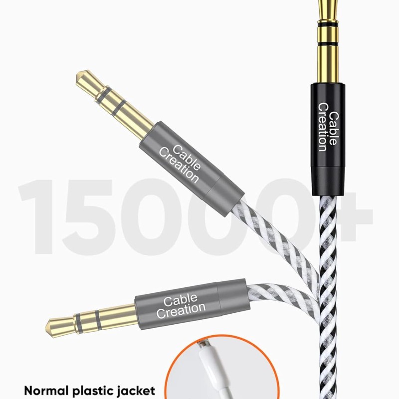 CableCreation Audio Auxiliary Stereo Extension Cable TRS 3.5mm Stereo Jack Male to Female, Stereo Jack Cord for Phones, Headphones, Speakers, Tablets, PC, MP3 Player 15FT (Black & White) CableCreation Audio Auxiliary Stereo Extension Cable TRS 3.5mm Stereo Jack Male to Female, Stereo Jack Cord for Phones, Headphones, Speakers, Tablets, PC, MP3 Player 15FT (Black & White)