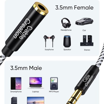 CableCreation Audio Auxiliary Stereo Extension Cable TRS 3.5mm Stereo Jack Male to Female, Stereo Jack Cord for Phones, Headphones, Speakers, Tablets, PC, MP3 Player 15FT (Black & White) CableCreation Audio Auxiliary Stereo Extension Cable TRS 3.5mm Stereo Jack Male to Female, Stereo Jack Cord for Phones, Headphones, Speakers, Tablets, PC, MP3 Player 15FT (Black & White)