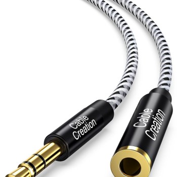 CableCreation Audio Auxiliary Stereo Extension Cable TRS 3.5mm Stereo Jack Male to Female, Stereo Jack Cord for Phones, Headphones, Speakers, Tablets, PC, MP3 Player 15FT (Black & White)