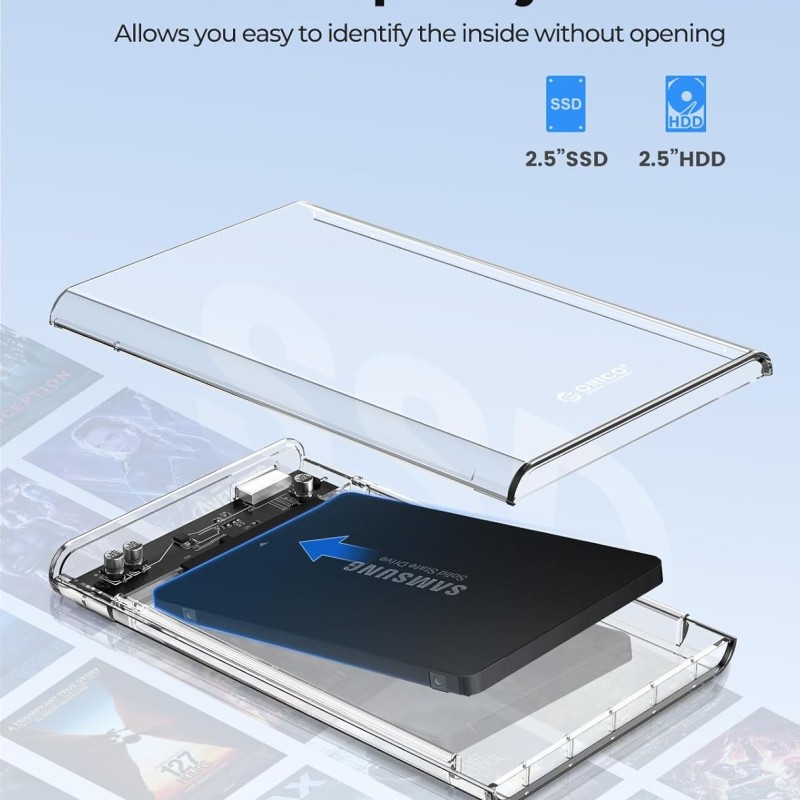 ORICO 2.5'' External Hard Drive Enclosure USB 3.0 to SATA III Tool-Free Clear Hard Disk Case for 2.5 inch 7mm 9.5mm SATA HDD SSD Max 6TB Support UASP(2139U3) ORICO 2.5'' External Hard Drive Enclosure USB 3.0 to SATA III Tool-Free Clear Hard Disk Case for 2.5 inch 7mm 9.5mm SATA HDD SSD Max 6TB Support UASP(2139U3)