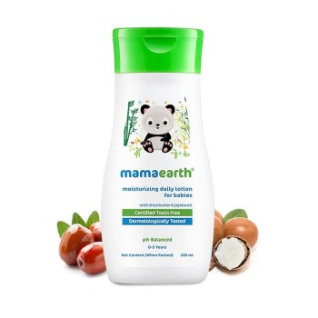 Mamaearth Moisturizing Daily Lotion For Babies - 200ml | Infused with Cocoa Butter, Shea Butter & Jojoba Oil | Helps to Relieve Dryness & Provides Deep Skin Nourishment