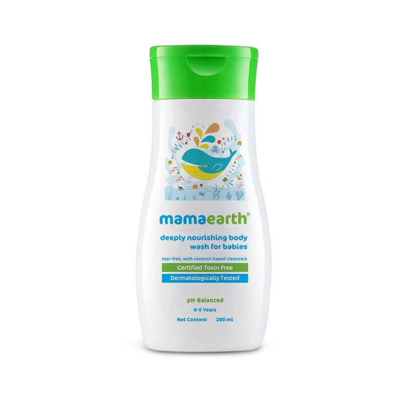 Mamaearth Deeply Nourishing Body Wash For Babies - 200ml | Infused with Coconut Oil, Orange Essential Oil & Aloe Vera Extract | Deeply Nourishing, Tear-Free Cleanser Mamaearth Deeply Nourishing Body Wash For Babies - 200ml | Infused with Coconut Oil, Orange Essential Oil & Aloe Vera Extract | Deeply Nourishing, Tear-Free Cleanser