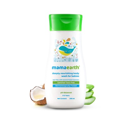 Mamaearth Deeply Nourishing Body Wash For Babies - 200ml | Infused with Coconut Oil, Orange Essential Oil & Aloe Vera Extract | Deeply Nourishing, Tear-Free Cleanser Mamaearth Deeply Nourishing Body Wash For Babies - 200ml | Infused with Coconut Oil, Orange Essential Oil & Aloe Vera Extract | Deeply Nourishing, Tear-Free Cleanser