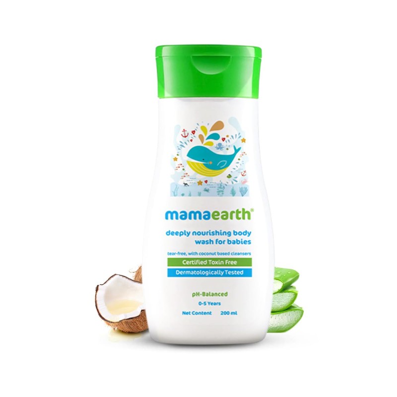 Mamaearth Deeply Nourishing Body Wash For Babies - 200ml | Infused with Coconut Oil, Orange Essential Oil & Aloe Vera Extract | Deeply Nourishing, Tear-Free Cleanser Mamaearth Deeply Nourishing Body Wash For Babies - 200ml | Infused with Coconut Oil, Orange Essential Oil & Aloe Vera Extract | Deeply Nourishing, Tear-Free Cleanser