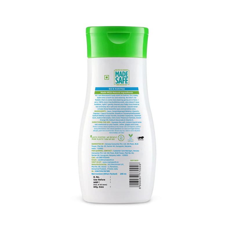 Mamaearth Deeply Nourishing Body Wash For Babies - 200ml | Infused with Coconut Oil, Orange Essential Oil & Aloe Vera Extract | Deeply Nourishing, Tear-Free Cleanser Mamaearth Deeply Nourishing Body Wash For Babies - 200ml | Infused with Coconut Oil, Orange Essential Oil & Aloe Vera Extract | Deeply Nourishing, Tear-Free Cleanser