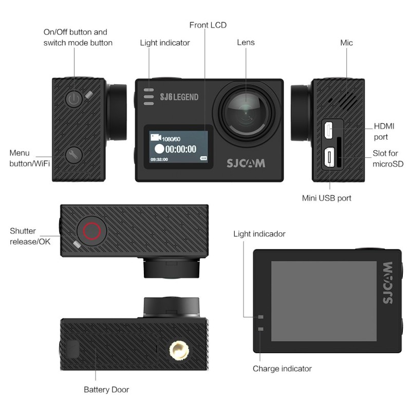 SJCAM SJ6 Legend Optical 16 MP 4K24fps 5.08 cm (2.0") LCD Touch Screen Action Camera | 3-axis Gyro Sensor, 166° Super Wide | External Mic Support | Dual Screen (Black) SJCAM SJ6 Legend Optical 16 MP 4K24fps 5.08 cm (2.0") LCD Touch Screen Action Camera | 3-axis Gyro Sensor, 166° Super Wide | External Mic Support | Dual Screen (Black)