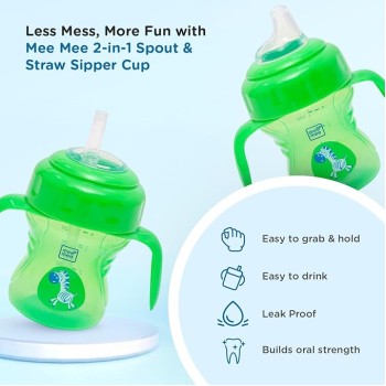Mee Mee Baby Trainer Sippy Cup | Soft Spout, Leakproof Sipper for Toddlers | Dual Handle for Easy Grip | Non -Toxic, Lightweight & BPA Free, Green (150 Ml)