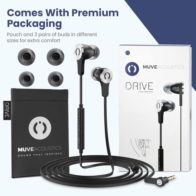 MuveAcoustics Drive MA-1000SB Premium in-Ear Wired Headphones with Mic (Steel Black) MuveAcoustics Drive MA-1000SB Premium in-Ear Wired Headphones with Mic (Steel Black)