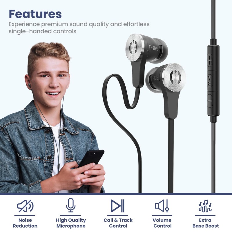MuveAcoustics Drive MA-1000SB Premium in-Ear Wired Headphones with Mic (Steel Black) MuveAcoustics Drive MA-1000SB Premium in-Ear Wired Headphones with Mic (Steel Black)