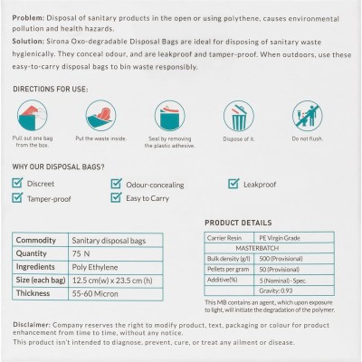 Sirona Personal Disposal Bags – 75 Bags for Discreet Tampons, Sanitary Pads/Napkin, Panty Liners, Tampons & Condoms | Menstrual Care and Hygiene Products Sirona Personal Disposal Bags – 75 Bags for Discreet Tampons, Sanitary Pads/Napkin, Panty Liners, Tampons & Condoms | Menstrual Care and Hygiene Products