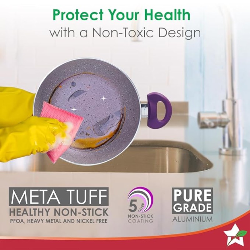 Wonderchef Royal Velvet Non-Stick 24cm Kadhai with Lid and Handles | Glass Lid | Induction Ready | Soft-Touch Handles |Non – Toxic I Virgin Aluminium| 3 mm Thick | 2 Year Warranty | Purple Wonderchef Royal Velvet Non-Stick 24cm Kadhai with Lid and Handles | Glass Lid | Induction Ready | Soft-Touch Handles |Non – Toxic I Virgin Aluminium| 3 mm Thick | 2 Year Warranty | Purple
