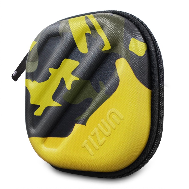tizum Mesh, Rubber Earphone Carrying Case - Multi Purpose Pocket Storage with Carabiner Hook, Travel Organizer for Earphones, Pen Drives, Memory Card, Cable (Camouflage Yellow) tizum Mesh, Rubber Earphone Carrying Case - Multi Purpose Pocket Storage with Carabiner Hook, Travel Organizer for Earphones, Pen Drives, Memory Card, Cable (Camouflage Yellow)