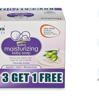 Himalaya Extra Moisturizing Baby Soap buy 3 GET 1FREE (3 N*75+1N 75g Free) No 1 Doctor Prescribed Brand | Aloe, Olive, Milk| Cleanses & Moisturizes Baby's Skin