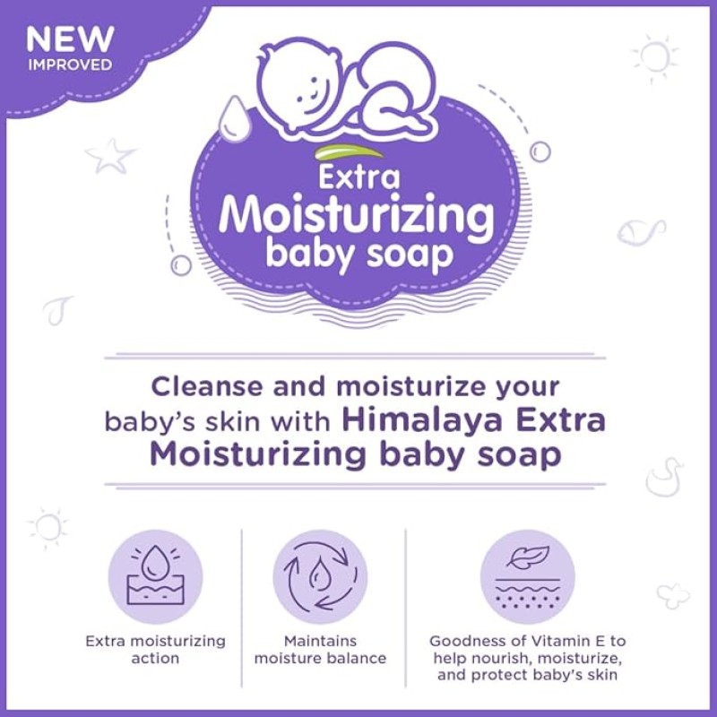Himalaya Extra Moisturizing Baby Soap buy 3 GET 1FREE (3 N*75+1N 75g Free) No 1 Doctor Prescribed Brand | Aloe, Olive, Milk| Cleanses & Moisturizes Baby's Skin Himalaya Extra Moisturizing Baby Soap buy 3 GET 1FREE (3 N*75+1N 75g Free) No 1 Doctor Prescribed Brand | Aloe, Olive, Milk| Cleanses & Moisturizes Baby's Skin