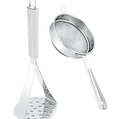 Petals Stainless Steel Tea Strainer and Masher Set, 2-Pieces, Silver Petals Stainless Steel Tea Strainer and Masher Set, 2-Pieces, Silver