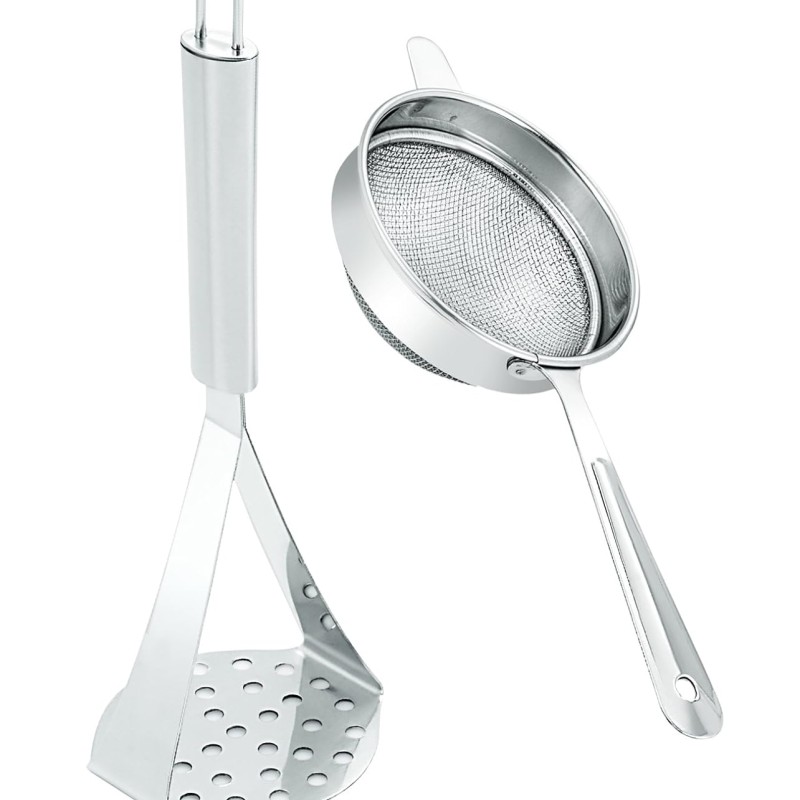 Petals Stainless Steel Tea Strainer and Masher Set, 2-Pieces, Silver Petals Stainless Steel Tea Strainer and Masher Set, 2-Pieces, Silver