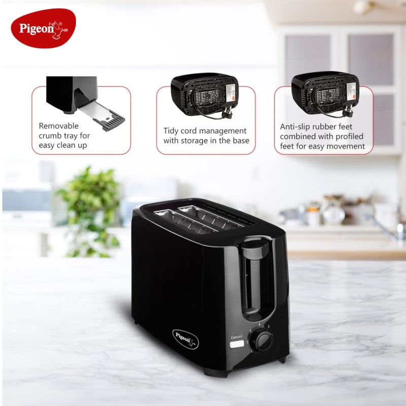 Pigeon by Stovekraft 2 Slice Auto Pop up Toaster. A Smart Bread Toaster for Your Home (750 Watt) (black) Pigeon by Stovekraft 2 Slice Auto Pop up Toaster. A Smart Bread Toaster for Your Home (750 Watt) (black)