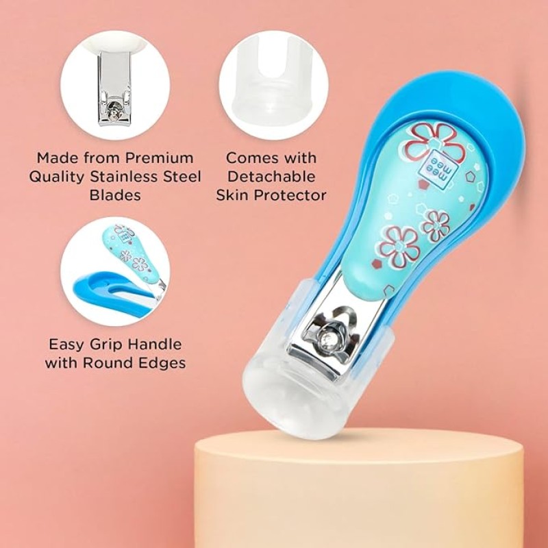 Mee Mee Protective Baby Nail Clipper Cutter with Skin Guard (Blue)(Pack of 1)