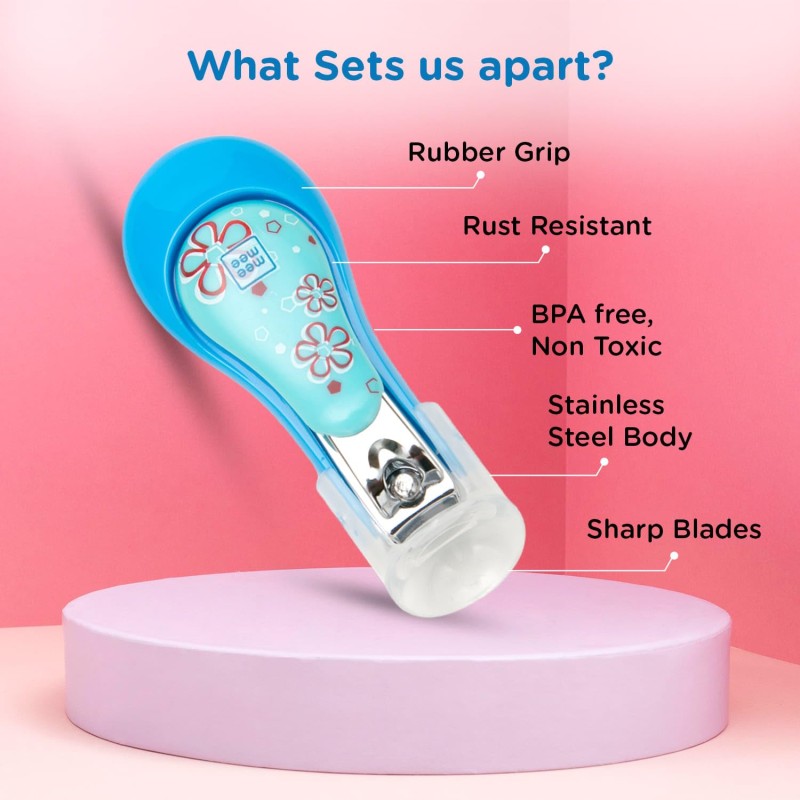 Mee Mee Protective Baby Nail Clipper Cutter with Skin Guard (Blue)(Pack of 1)