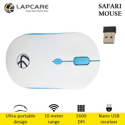 LAPCARE Safari 2.4G 1600 DPI Compact Wireless Mouse with Nano Receiver and 10 Meter Range LAPCARE Safari 2.4G 1600 DPI Compact Wireless Mouse with Nano Receiver and 10 Meter Range