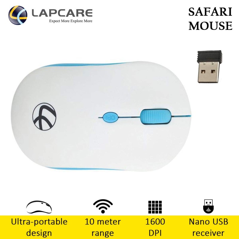 LAPCARE Safari 2.4G 1600 DPI Compact Wireless Mouse with Nano Receiver and 10 Meter Range LAPCARE Safari 2.4G 1600 DPI Compact Wireless Mouse with Nano Receiver and 10 Meter Range