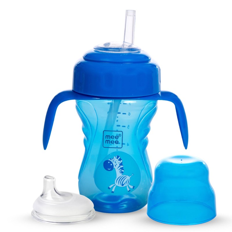 Mee Mee 2 in 1 Spout and Straw Sipper Cup for Meal | BPA-Free, Anti Spill and Unbreakable | Easy to Hold Detachable Handle | Anti Leak Lock Bottle with Cap for Kids | 210ml (Blue) Mee Mee 2 in 1 Spout and Straw Sipper Cup for Meal | BPA-Free, Anti Spill and Unbreakable | Easy to Hold Detachable Handle | Anti Leak Lock Bottle with Cap for Kids | 210ml (Blue)