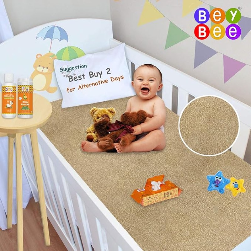 Beybee Quick Dry Baby Bed Protector Waterproof Sheet - Medium (Beige) Beybee Quick Dry Baby Bed Protector Waterproof Sheet - Medium (Beige)
