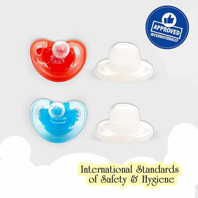 Mee Mee Baby Pacifier Ultra Light Soft Silicone Nipple| BPA Free | Oral stimulatory | Teether | Pack of 2 | 0-6 months + Kids (Blue/Red) Mee Mee Baby Pacifier Ultra Light Soft Silicone Nipple| BPA Free | Oral stimulatory | Teether | Pack of 2 | 0-6 months + Kids (Blue/Red)