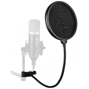 Juârez PF-100 6-inch Studio Microphone Pop Filter Shield Mask, Double Mesh Wind Screen with 360° Flexible Gooseneck and Quick Mount or Release Clamp for Recording, Singing and Broadcast Studio