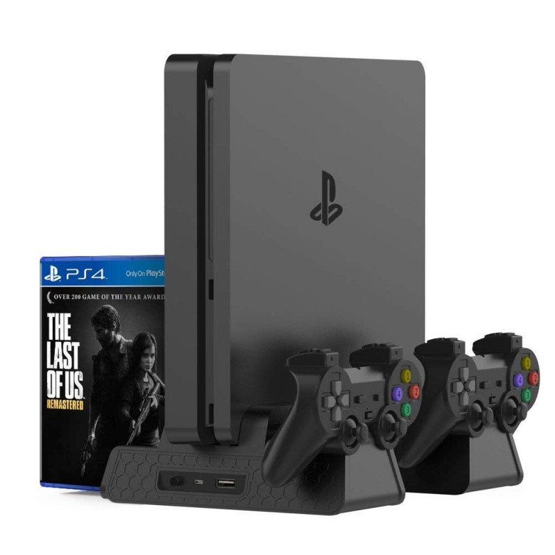 New World Playstation 4 PS4 PS4SLIM PS4 PRO Multifunctional Console Vertical stand with cooling fan and charging dock and disc stand(Stand Only Console,controller not included) New World Playstation 4 PS4 PS4SLIM PS4 PRO Multifunctional Console Vertical stand with cooling fan and charging dock and disc stand(Stand Only Console,controller not included)