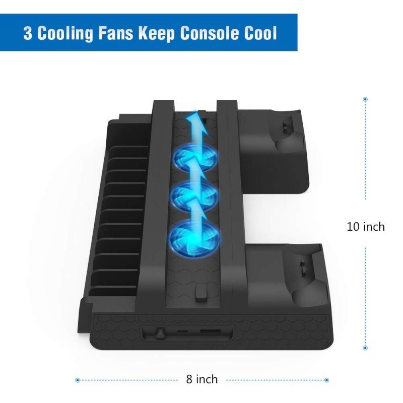 New World Playstation 4 PS4 PS4SLIM PS4 PRO Multifunctional Console Vertical stand with cooling fan and charging dock and disc stand(Stand Only Console,controller not included) New World Playstation 4 PS4 PS4SLIM PS4 PRO Multifunctional Console Vertical stand with cooling fan and charging dock and disc stand(Stand Only Console,controller not included)