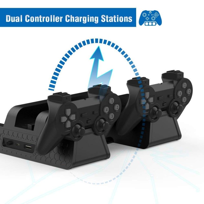 New World Playstation 4 PS4 PS4SLIM PS4 PRO Multifunctional Console Vertical stand with cooling fan and charging dock and disc stand(Stand Only Console,controller not included) New World Playstation 4 PS4 PS4SLIM PS4 PRO Multifunctional Console Vertical stand with cooling fan and charging dock and disc stand(Stand Only Console,controller not included)