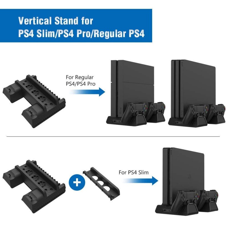 New World Playstation 4 PS4 PS4SLIM PS4 PRO Multifunctional Console Vertical stand with cooling fan and charging dock and disc stand(Stand Only Console,controller not included) New World Playstation 4 PS4 PS4SLIM PS4 PRO Multifunctional Console Vertical stand with cooling fan and charging dock and disc stand(Stand Only Console,controller not included)