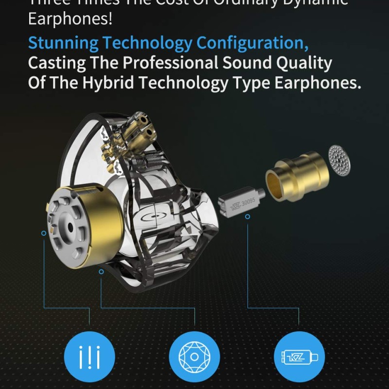 KZ ZSN Pro Dynamic Hybrid Dual Driver in Ear Earphones Detachable Tangle-Free Cable Musicians in-Ear Earbuds Headphones (Gray Without Mic) KZ ZSN Pro Dynamic Hybrid Dual Driver in Ear Earphones Detachable Tangle-Free Cable Musicians in-Ear Earbuds Headphones (Gray Without Mic)