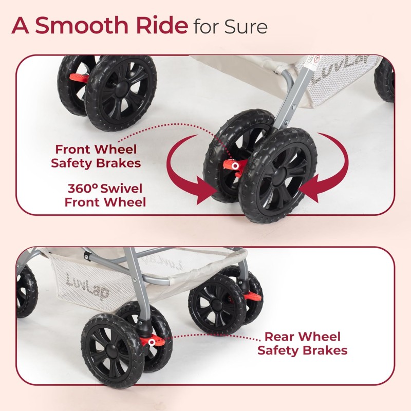 LuvLap Sunshine Baby Stroller/Pram for 0 to 3 Years, New Born/Toddler/Kid, 5 Point Safety Harness, Adjustable backrest, 360° Swivel Wheel, Large Storage Basket, Reversible Handlebar (Stripes) LuvLap Sunshine Baby Stroller/Pram for 0 to 3 Years, New Born/Toddler/Kid, 5 Point Safety Harness, Adjustable backrest, 360° Swivel Wheel, Large Storage Basket, Reversible Handlebar (Stripes)