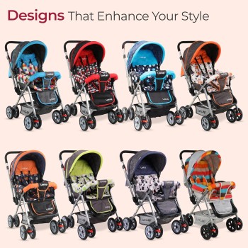 LuvLap Sunshine Baby Stroller/Pram for 0 to 3 Years, New Born/Toddler/Kid, 5 Point Safety Harness, Adjustable backrest, 360° Swivel Wheel, Large Storage Basket, Reversible Handlebar (Stripes) LuvLap Sunshine Baby Stroller/Pram for 0 to 3 Years, New Born/Toddler/Kid, 5 Point Safety Harness, Adjustable backrest, 360° Swivel Wheel, Large Storage Basket, Reversible Handlebar (Stripes)